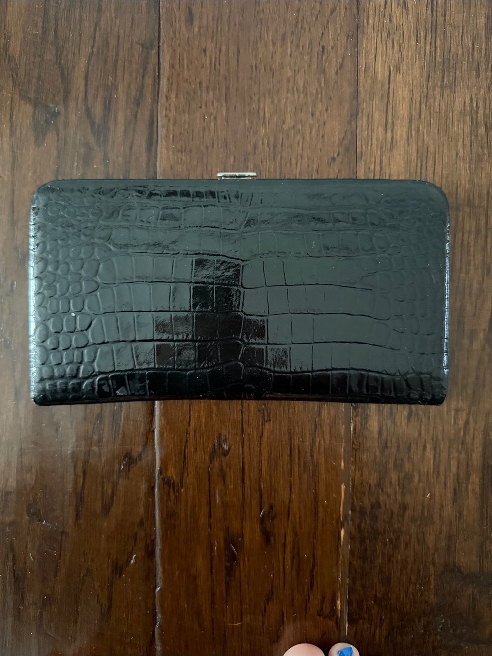 Lodis Black Croc-Embossed Continental Clutch Wallet